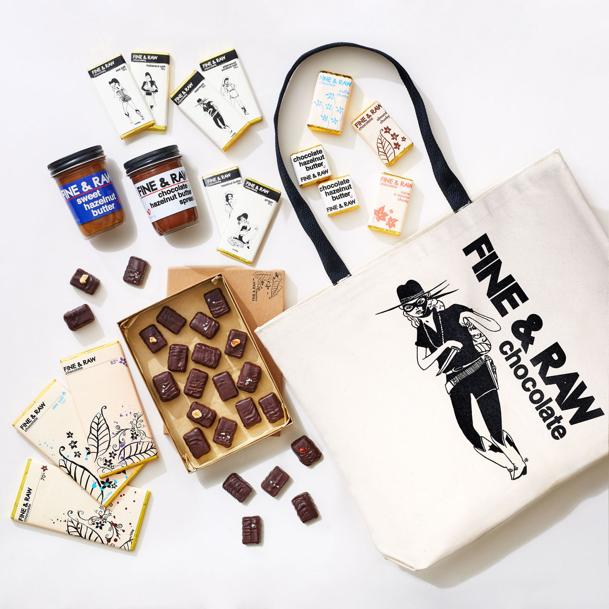 assorted chocolates and a bag