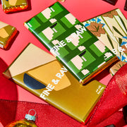 chocolate bars on red background