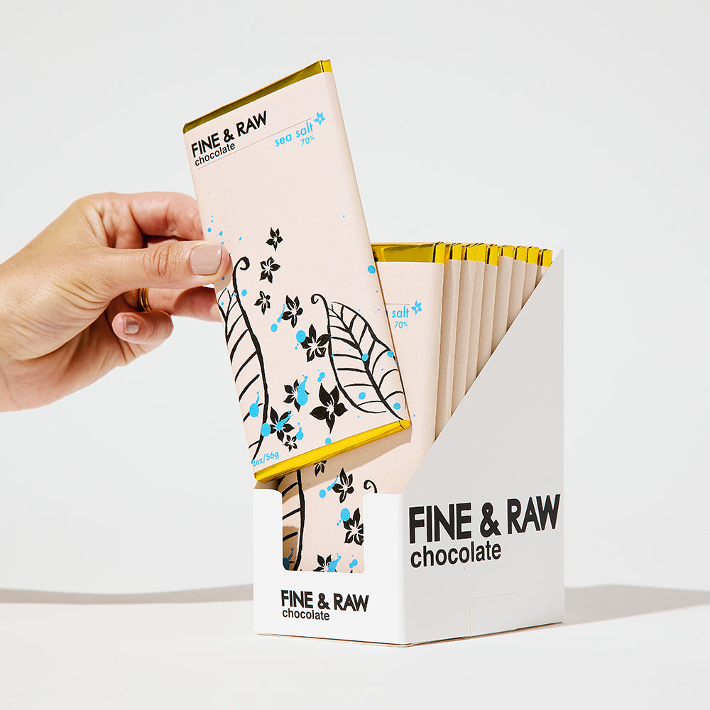 2 oz. Signature - Sea Salt organic bean to bar chocolate bar by FINE & RAW organic bean to bar chocolate