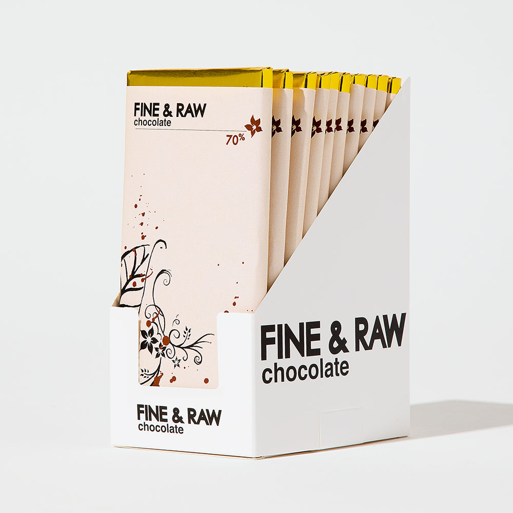 2 oz. Signature - 70% Dark organic bean to bar chocolate bar by FINE & RAW organic bean to bar chocolate