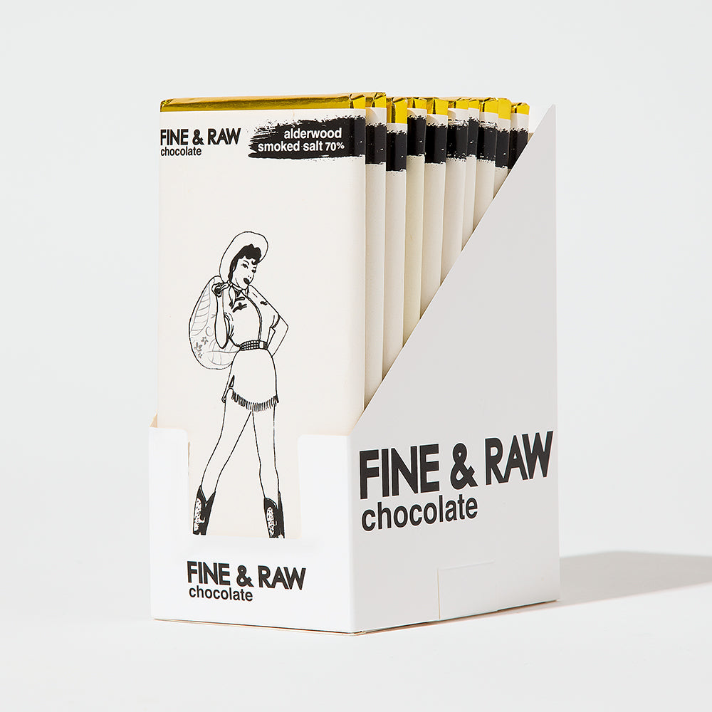 2 oz. Brooklyn Bonnie - Alderwood Smoked Salt organic bean to bar chocolate bar by FINE & RAW organic bean to bar chocolate