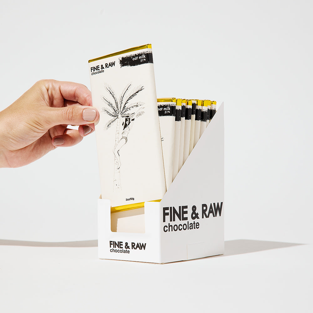 2 oz. Brooklyn Bonnie - Oat Milk organic bean to bar chocolate bar by FINE & RAW organic bean to bar chocolate
