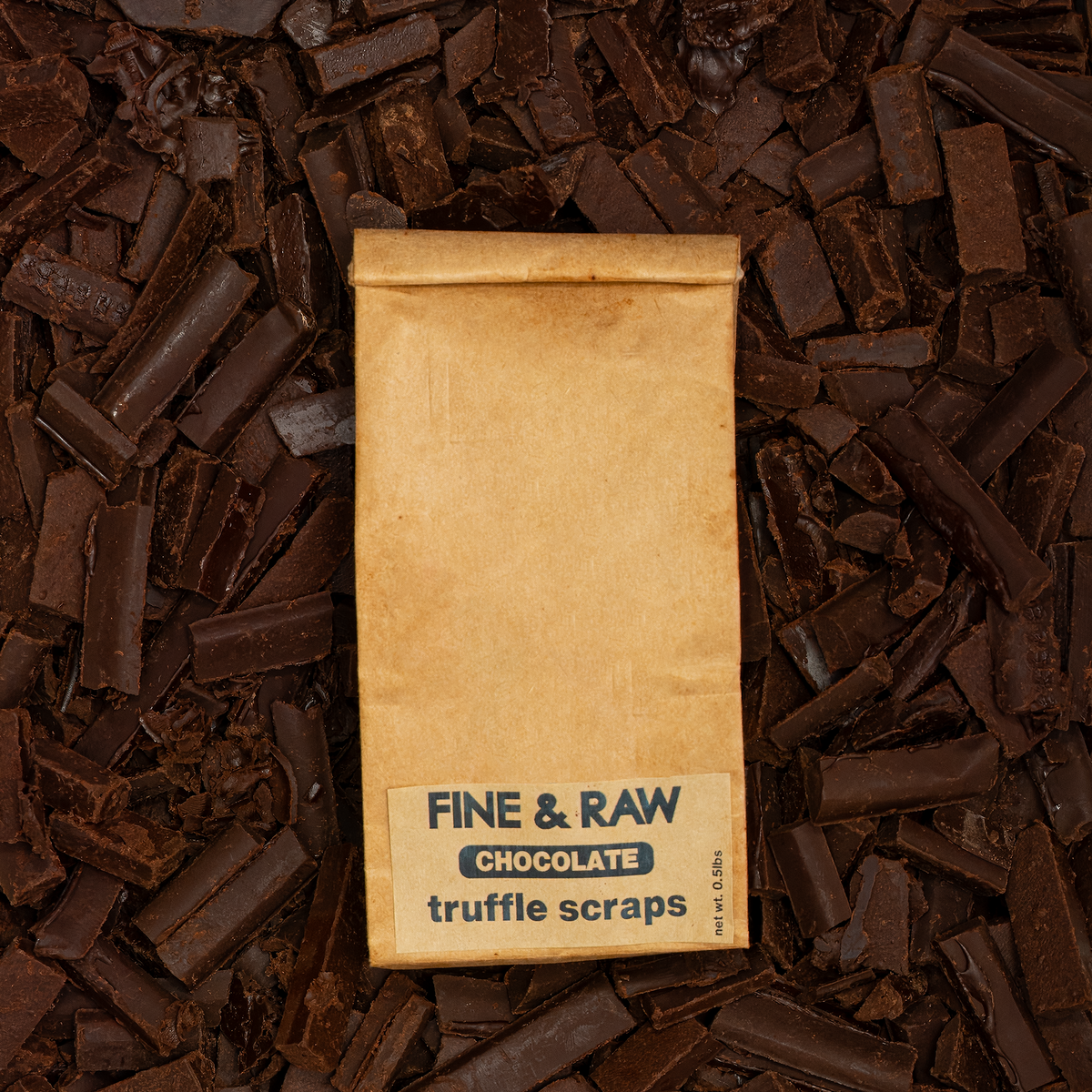 Truffle + organic bean to bar chocolate Scraps SALE by FINE & RAW organic bean to bar chocolate