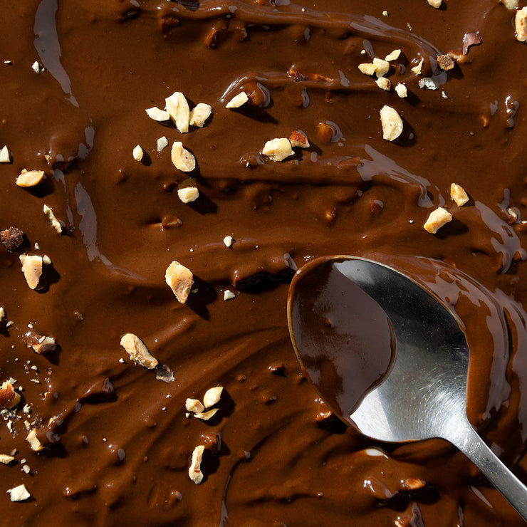 chocolate hazelnut butter spread with a spoon