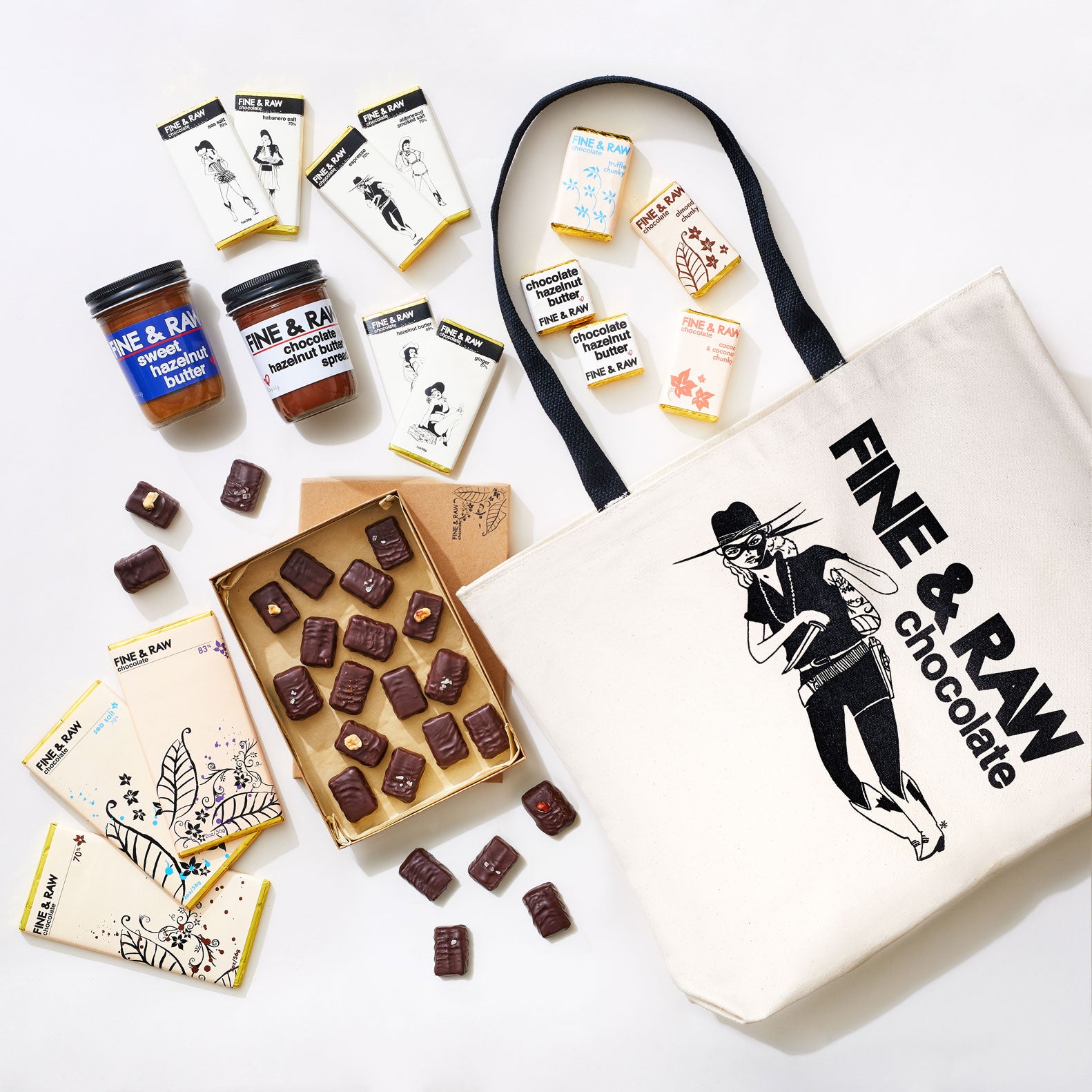 assorted chocolates and a bag