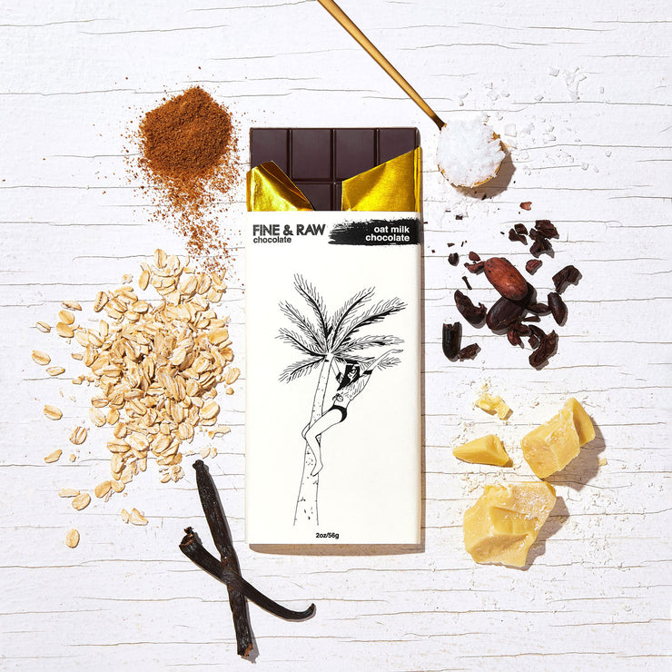 oat milk chocolate bar and ingredients
