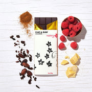 raspberry chocolate bar and ingredients