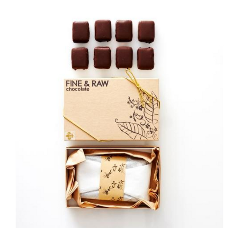 overhead view of the inside of the truffle gift box 