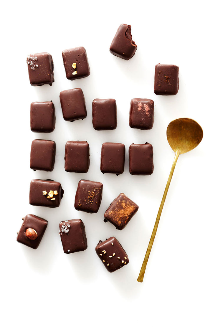 Truffle display with a gold spoon 